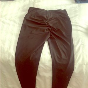 Black silk scrunch leggings